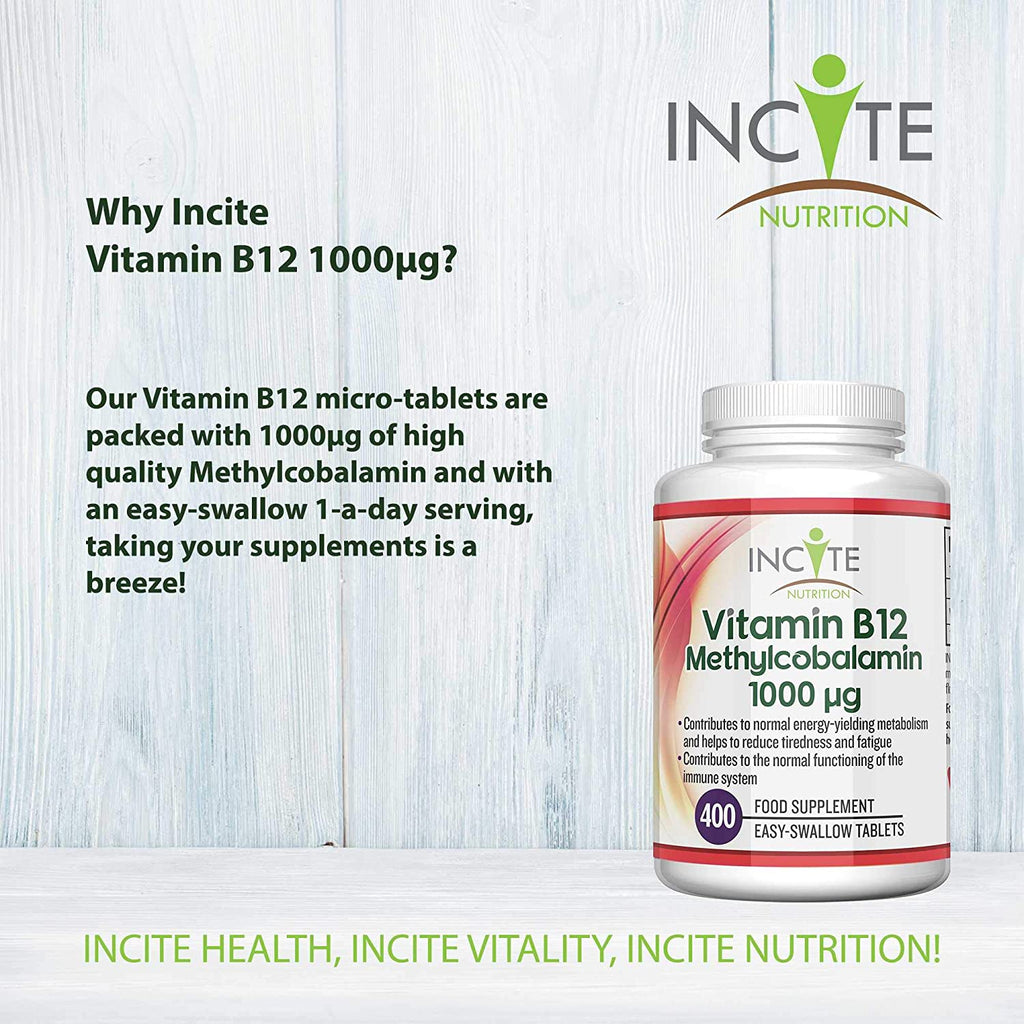 Vitamin B12 1000mcg | Methylcobalamin 400 Easy Swallow Vegan Tablets (12+ Month’s Supply)