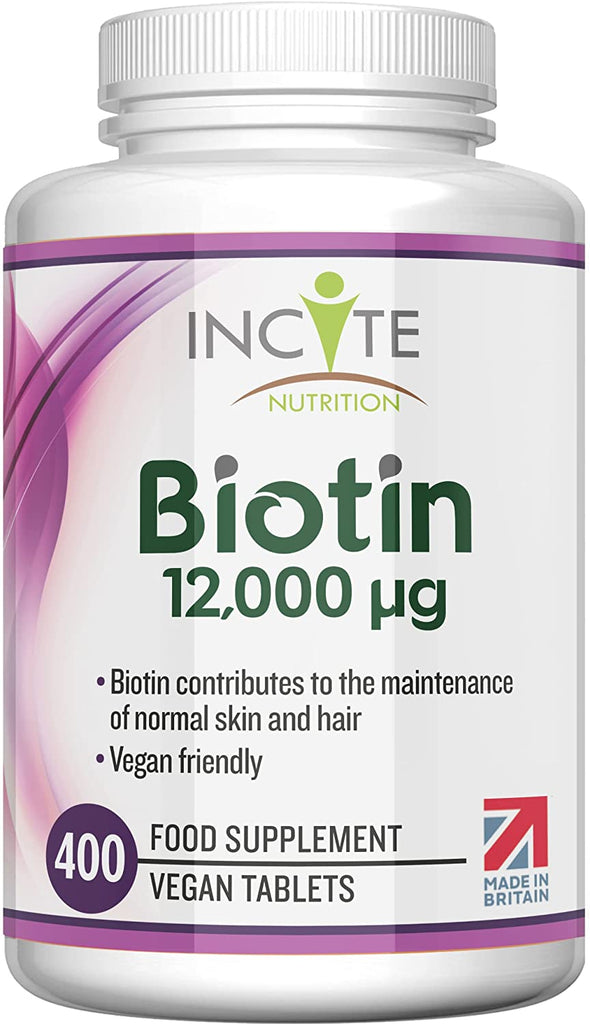 Biotin Hair Growth Supplement 12,000mcg - 400 Tiny 6mm Tablets (Full Year Plus Supply)