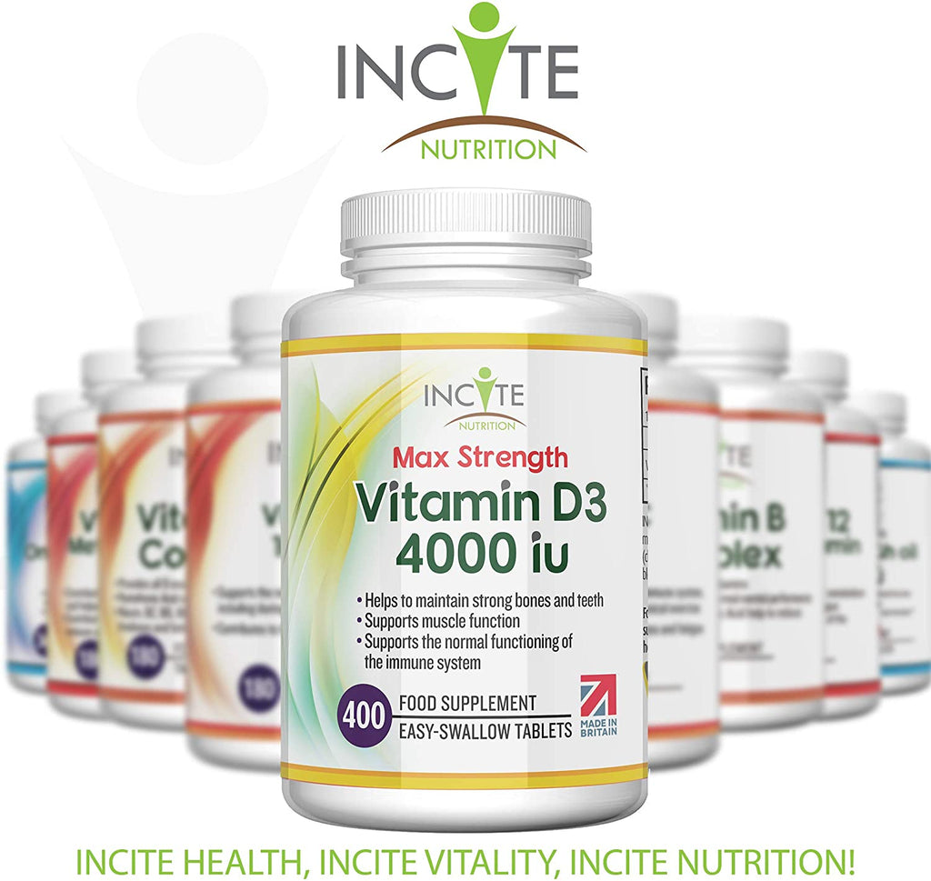 Vitamin D 4000iu - 400 Premium Vitamin D3 Easy-Swallow Micro Tablets - One a Day High Strength