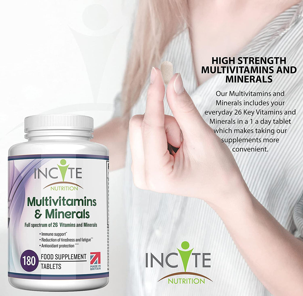 Multivitamins and Minerals | 180 Vegan Tablets | 26 Key Vitamins and Minerals for Women and Men