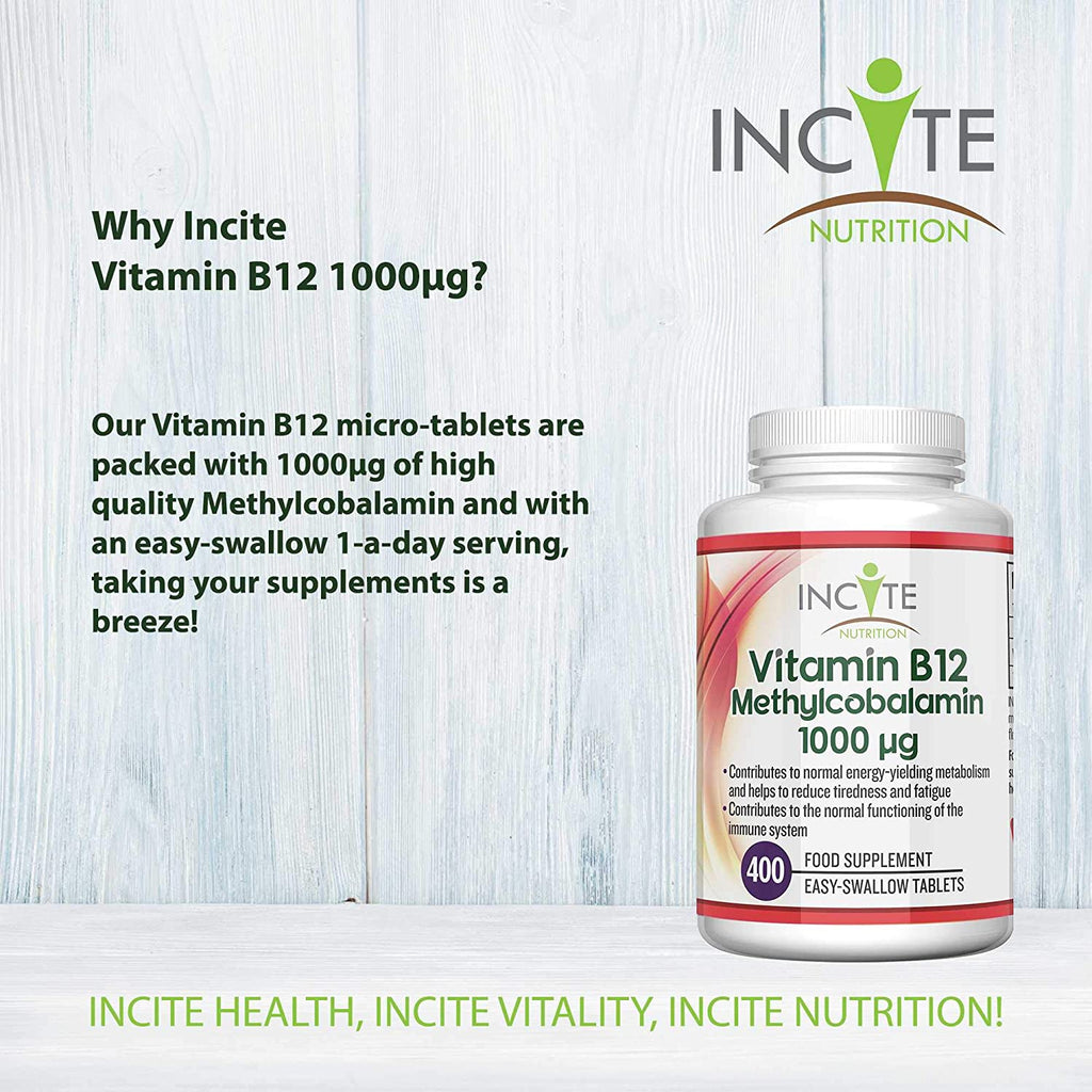 Vitamin B12 1000mcg | Methylcobalamin 400 Easy Swallow Vegan Tablets (12+ Months Supply)